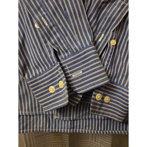 J. Crew Medium Men Button Up Blue‎ Striped Shirt Long Sleeve 100% Cotton - Picture 3 of 11